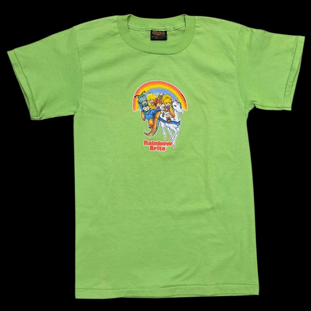 80s Rainbow Brite Graphic Tee Shirt Green Youth Large 14-16 Vintage Changes USA